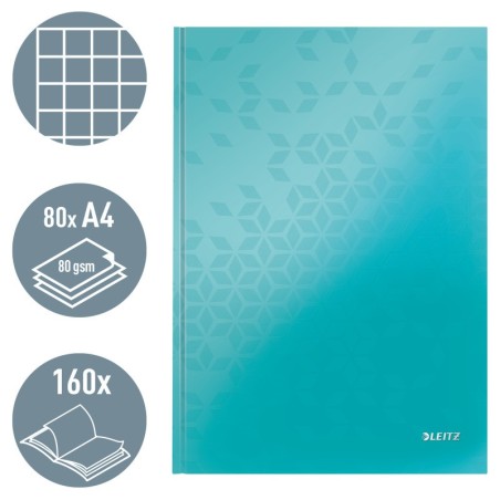 Notebook Leitz WOW 4626-12-51 A4 80 Folhas 90g Quadriculado Turquesa