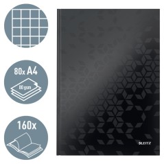 Notebook Leitz WOW 4626-12-95 A4 80 Folhas 90g Quadriculado Preto