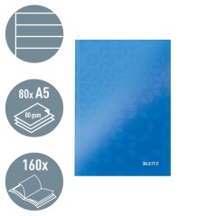 Notebook Leitz WOW 4627-12-36 A5 80 Folhas 90g Pautado Azul