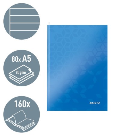 Notebook Leitz WOW 4627-12-36 A5 80 Folhas 90g Pautado Azul