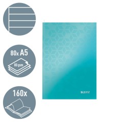 Notebook Leitz WOW 4627-12-51 A5 80 Folhas 90g Pautado Turquesa
