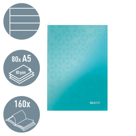 Notebook Leitz WOW 4627-12-51 A5 80 Folhas 90g Pautado Turquesa