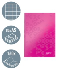 Notebook Leitz WOW 4628-12-23 A5 80 Folhas 90g Quadriculado Rosa