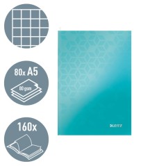 Notebook Leitz WOW 4628-12-51 A5 80 Folhas 90g Quadriculado Turquesa